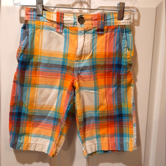 Tommy Hilfiger Boys Shorts 14 Orange Plaid Cotton Preppy Casual Outdoor Classic - Picture 1 of 8